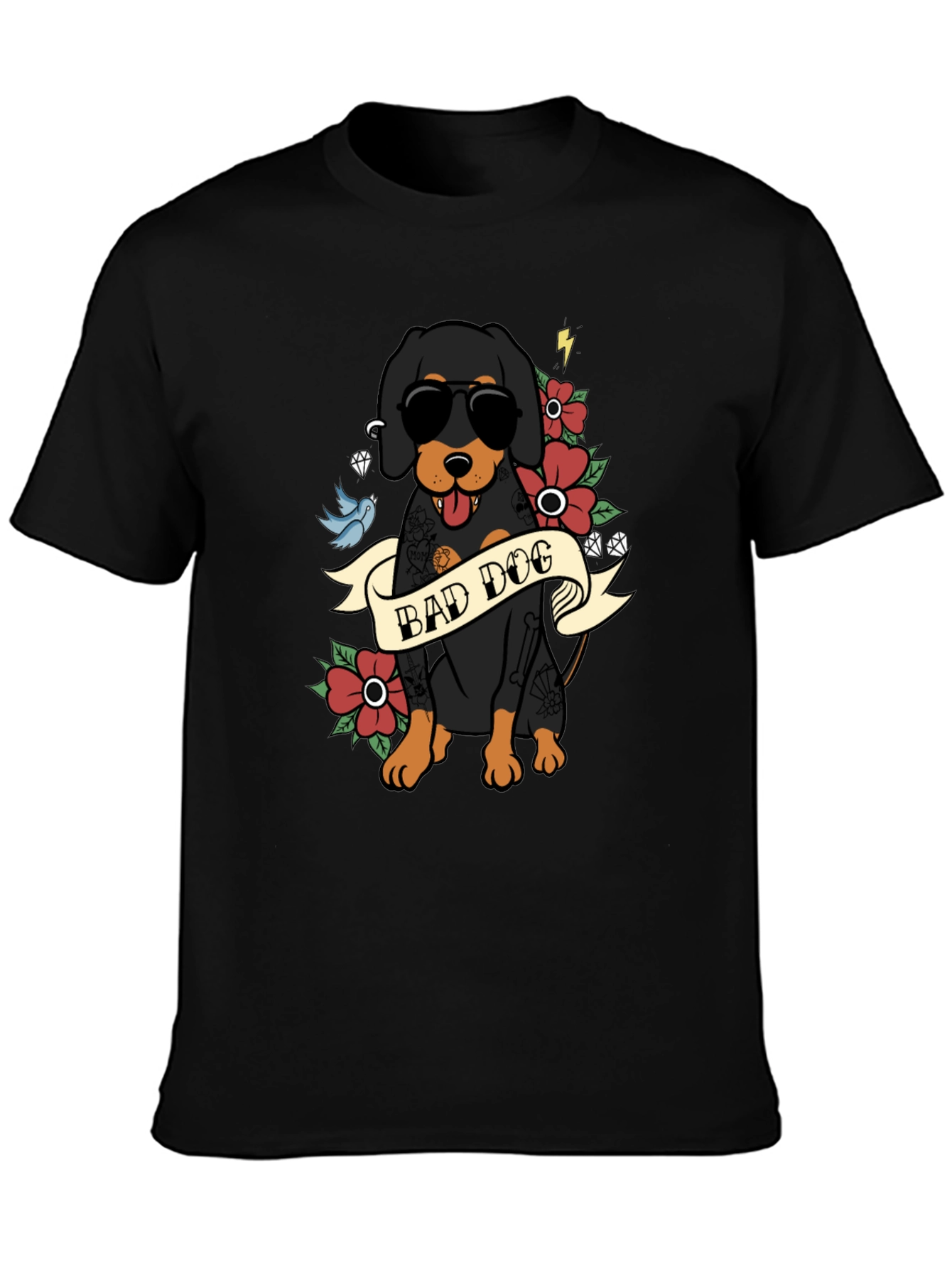 Bad Dog T-Shirt with Tattoo Style Graphic