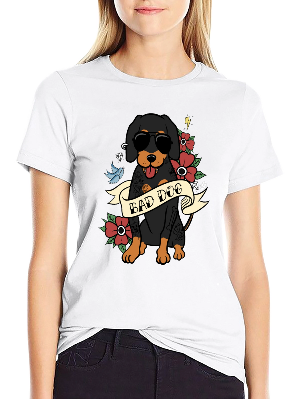 Bad Dog T-Shirt with Tattoo Style Graphic