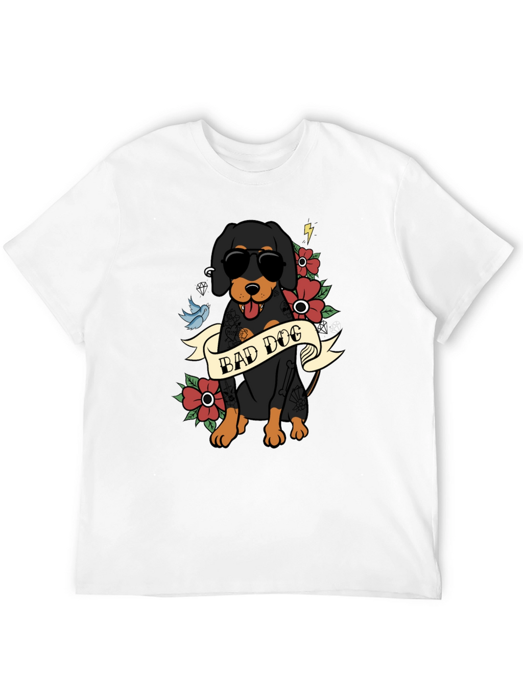 Bad Dog T-Shirt with Tattoo Style Graphic
