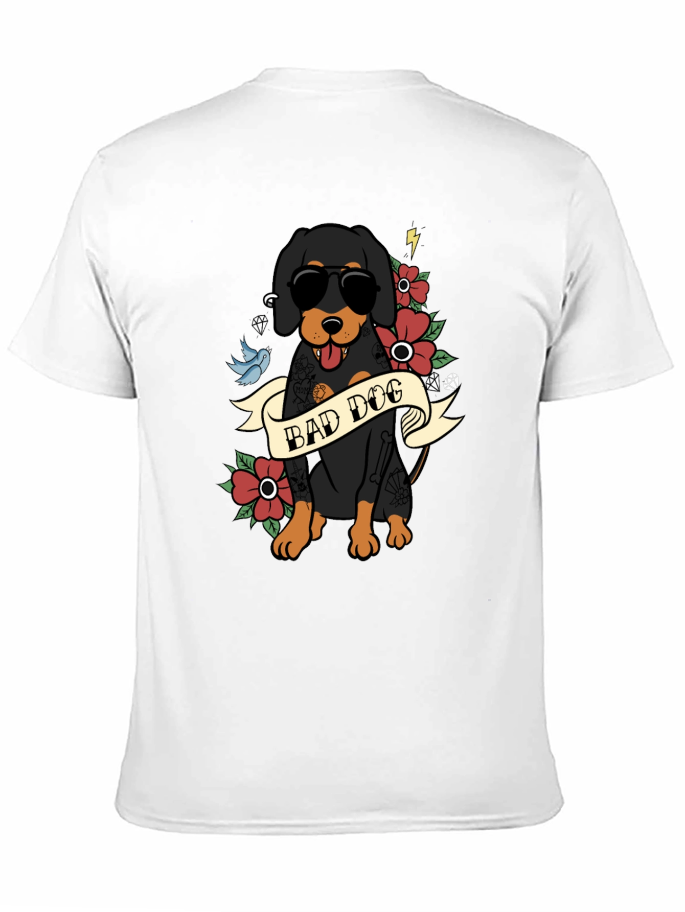 Bad Dog T-Shirt with Tattoo Style Graphic