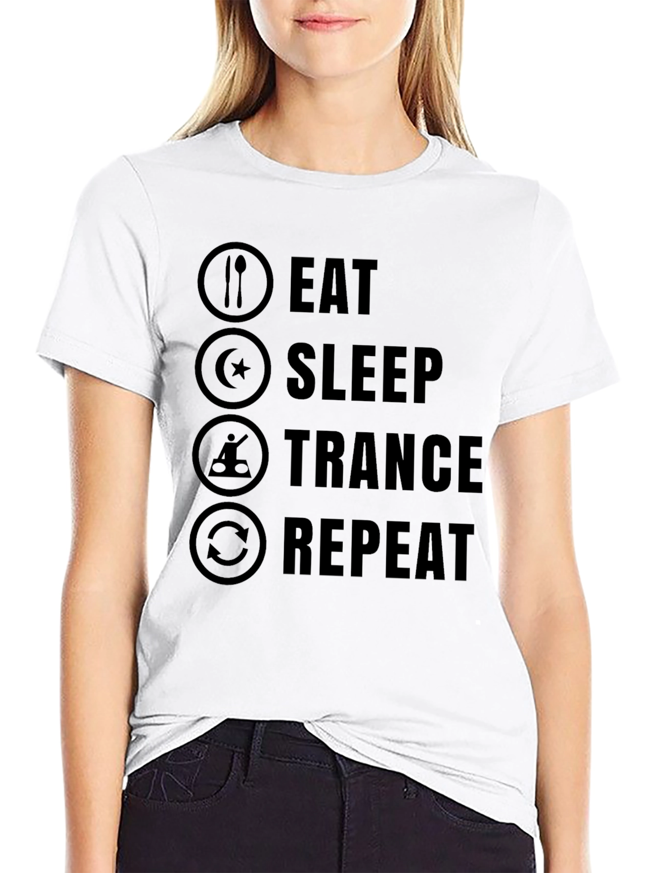 Eat Sleep Trance Repeat Black Graphic T-Shirt