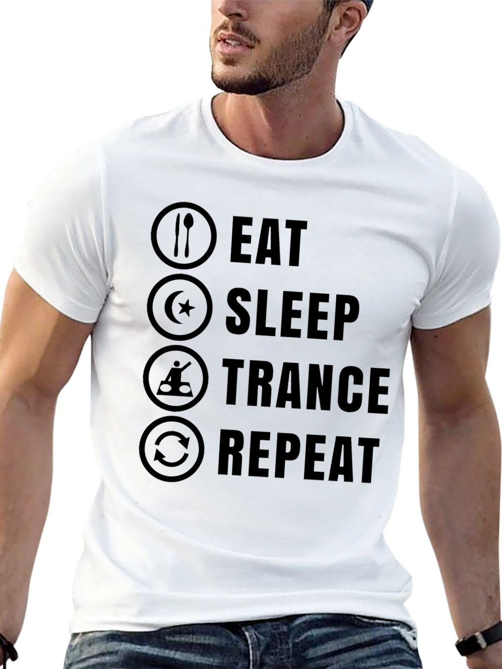 Eat Sleep Trance Repeat Black Graphic T-Shirt