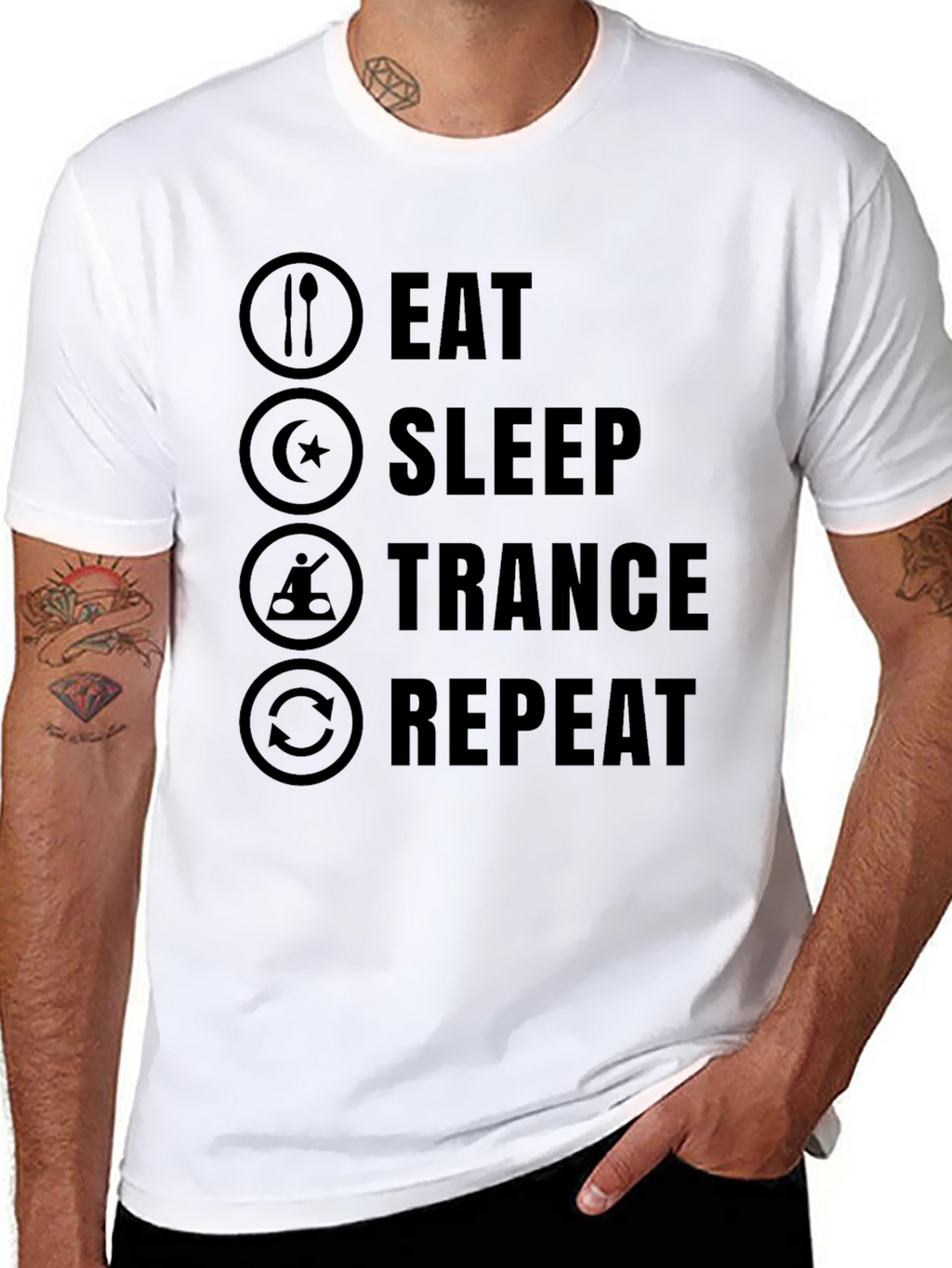 Eat Sleep Trance Repeat Black Graphic T-Shirt