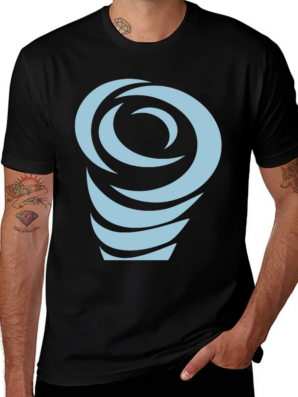 Abstract Swirl Graphic Tee - Black Cotton Blend