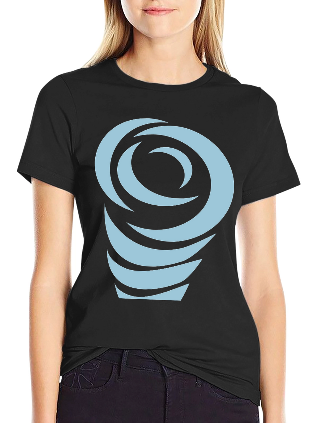 Abstract Swirl Graphic Tee - Black Cotton Blend