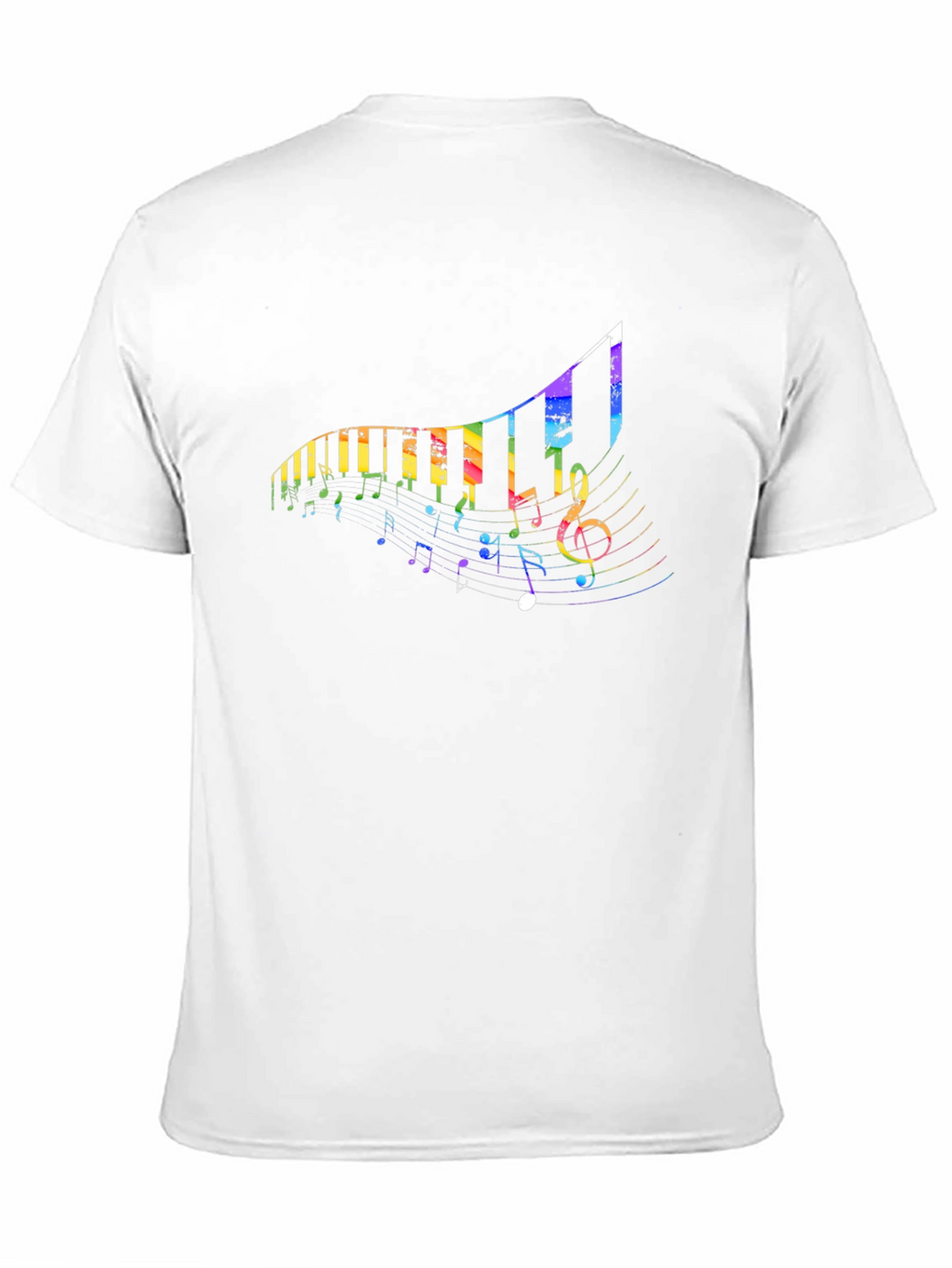 Rainbow Piano Keys & Notes Black T-Shirt