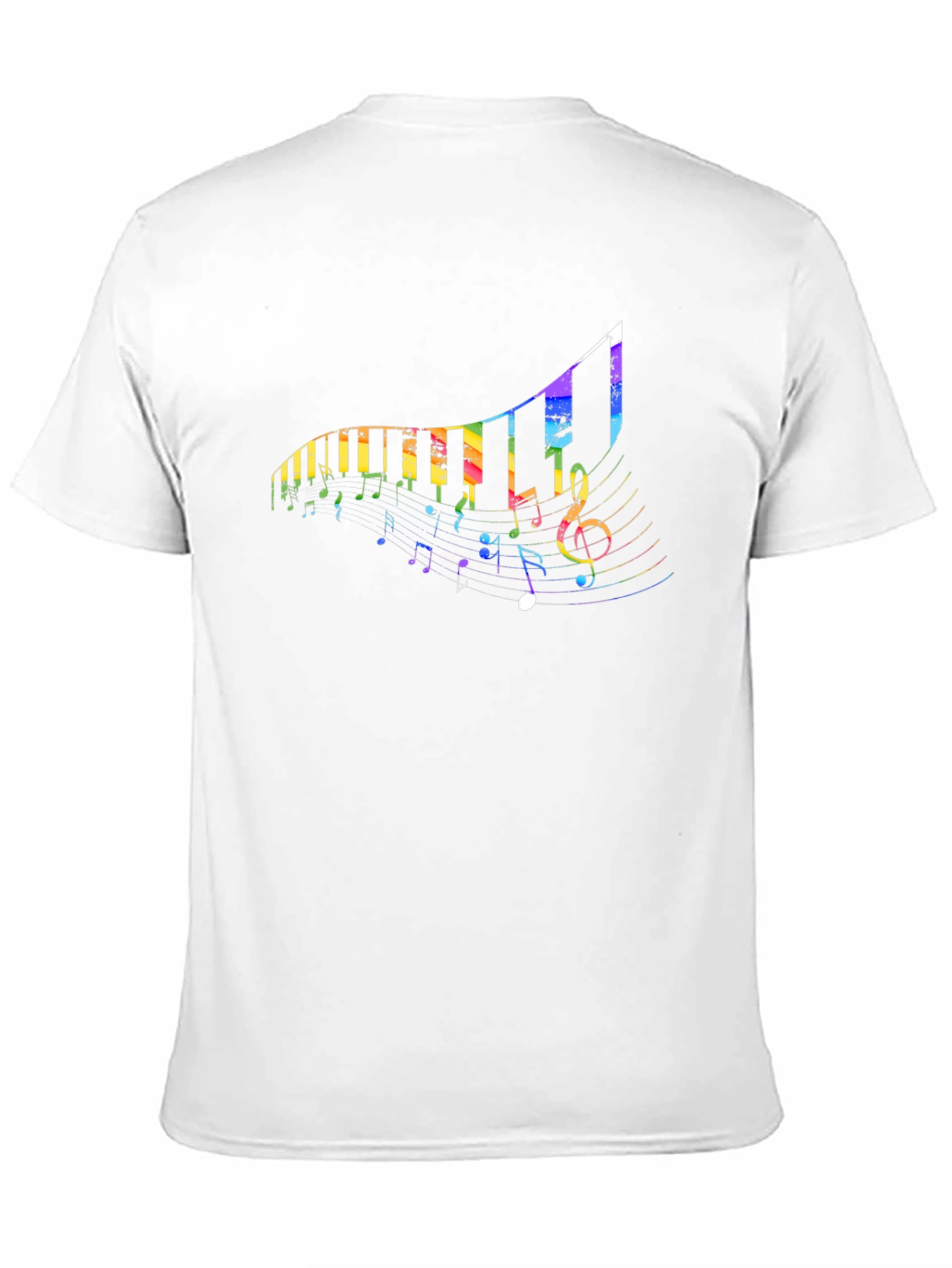 Rainbow Piano Keys & Notes Black T-Shirt