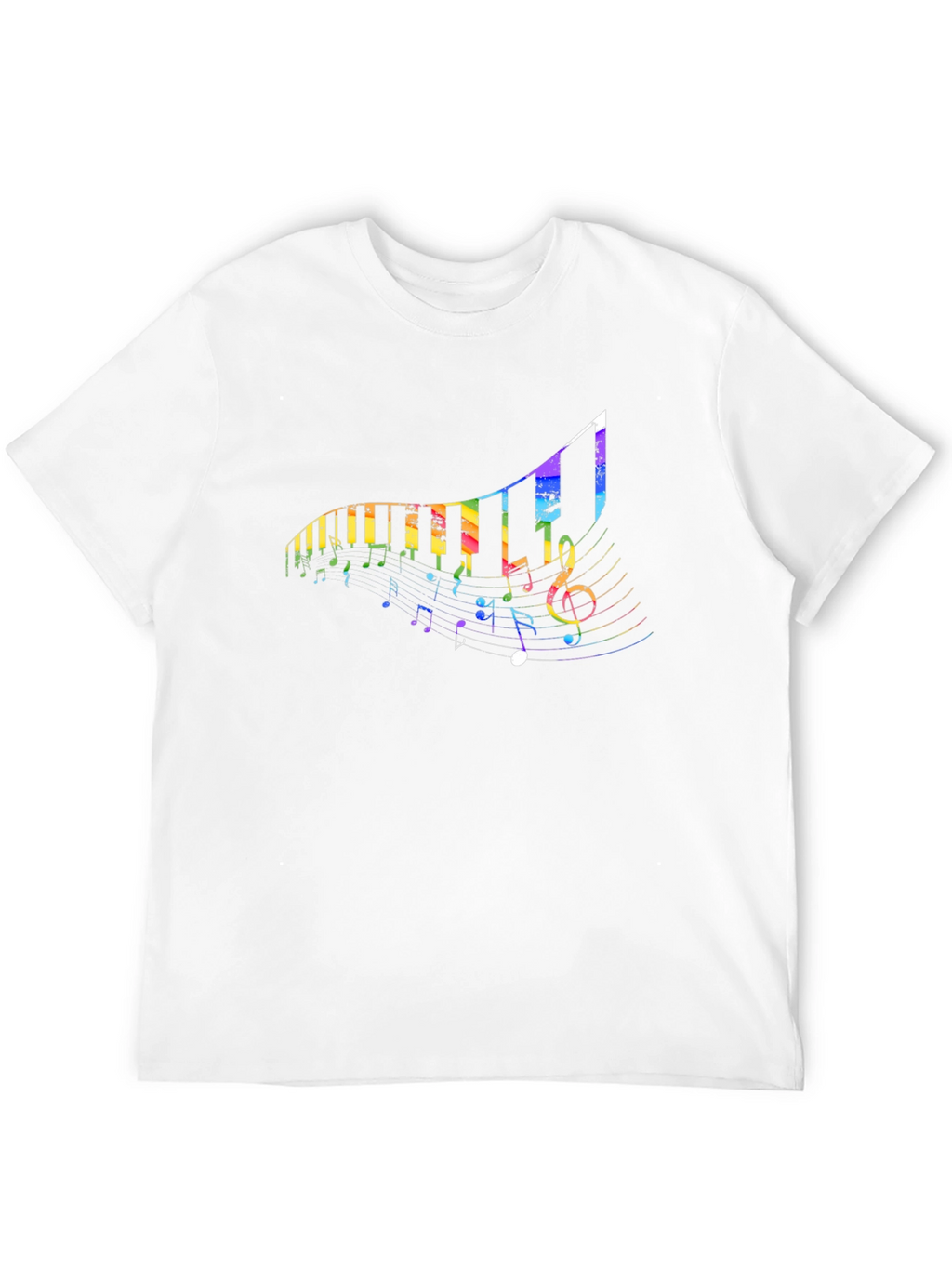 Rainbow Piano Keys & Notes Black T-Shirt