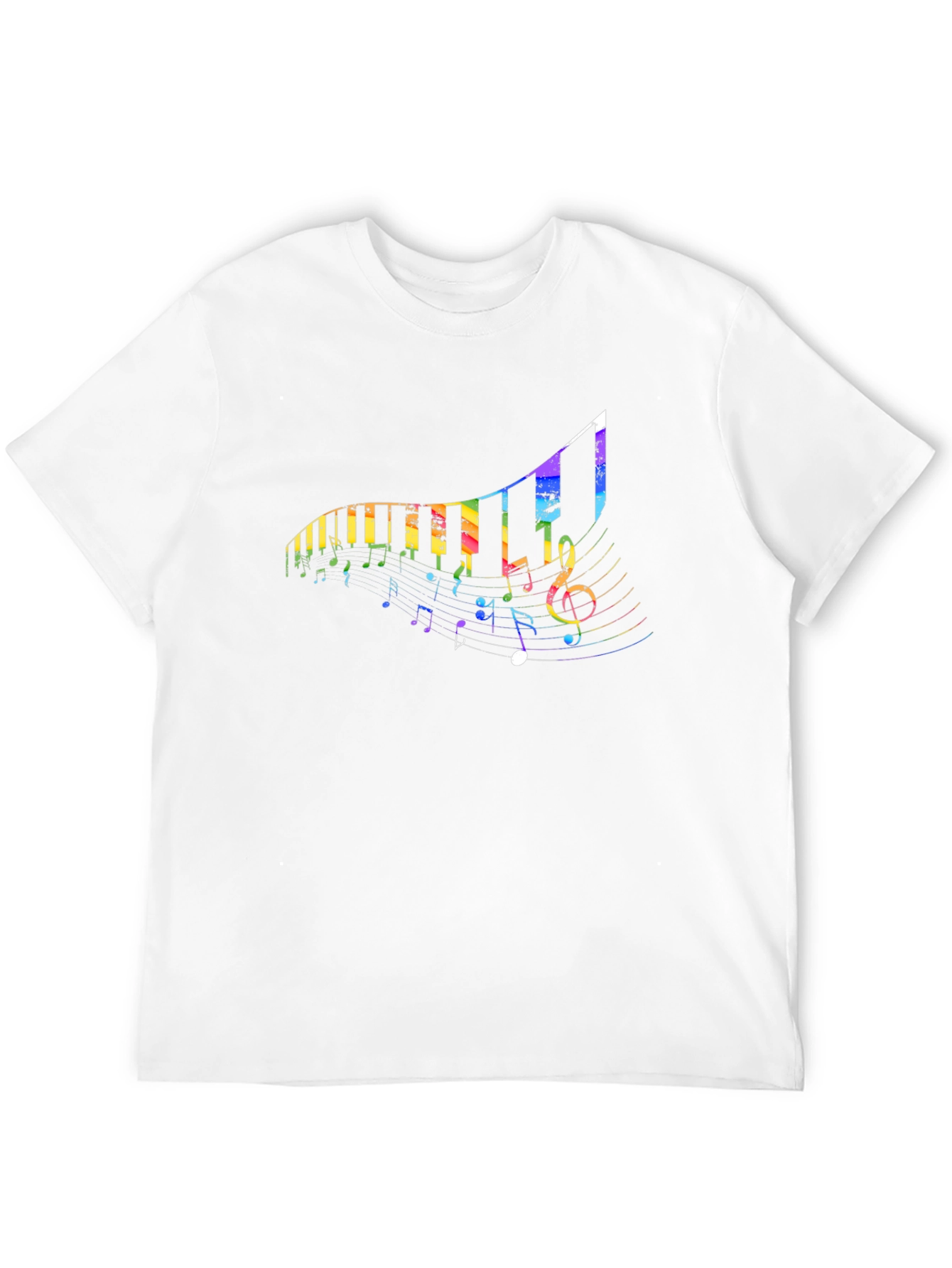 Rainbow Piano Keys & Notes Black T-Shirt
