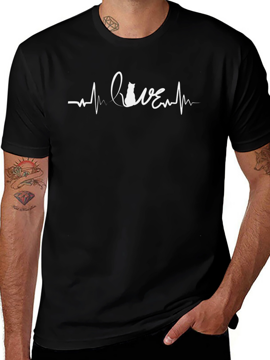 Cat Love Heartbeat T-Shirt - Unisex Graphic Tee