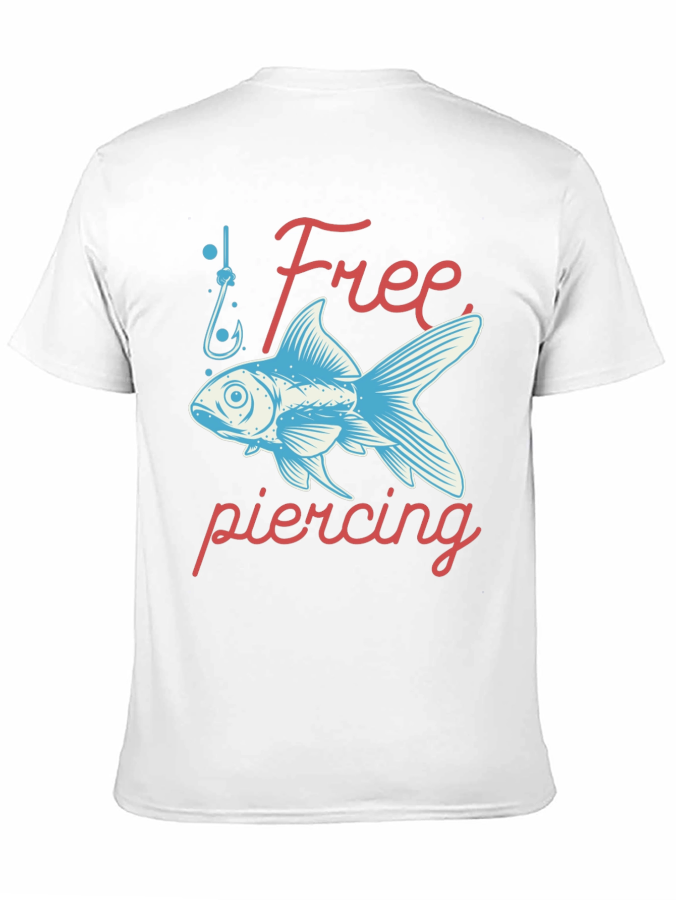 Free Piercing Fish Graphic Tee - Black Cotton T-Shirt