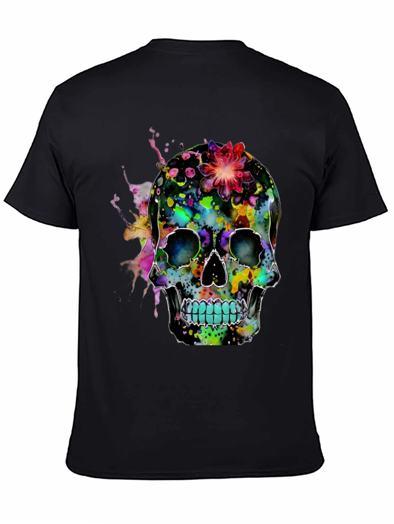 Colorful Skull Graphic Print T-Shirt
