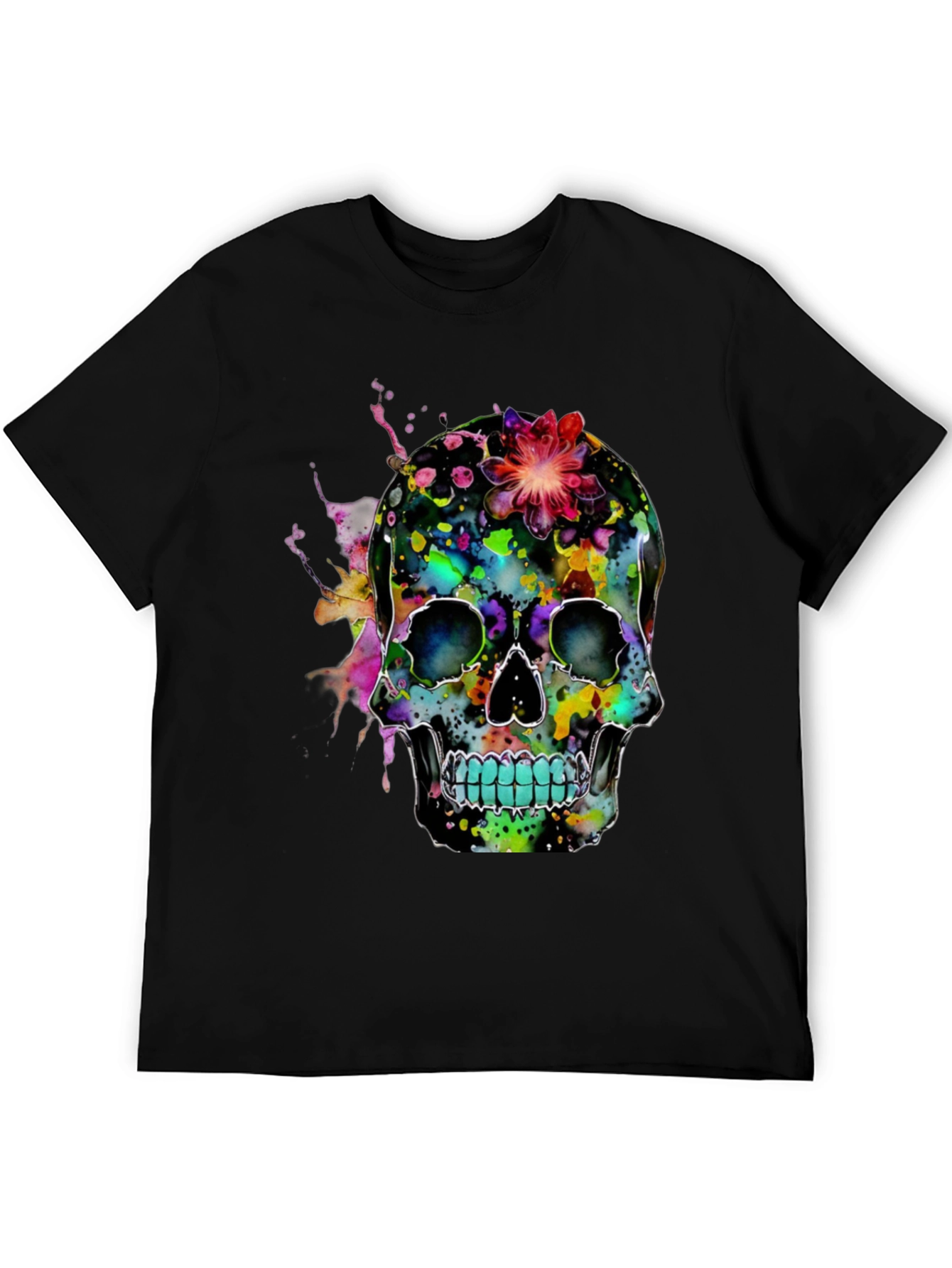 Colorful Skull Graphic Print T-Shirt