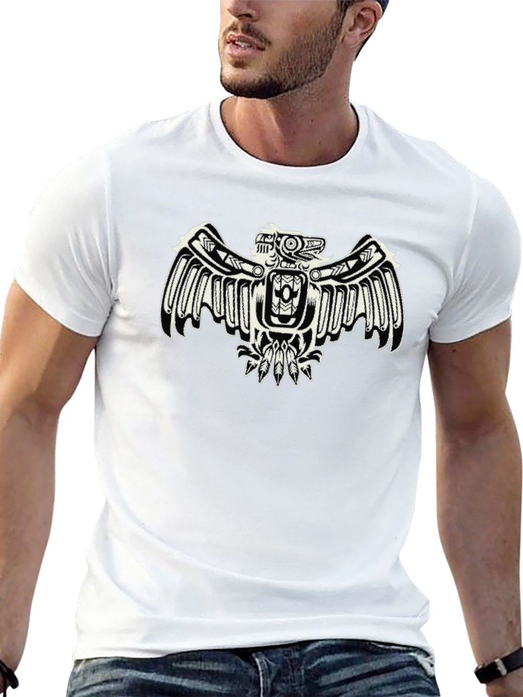 Black T-Shirt with Eagle Design