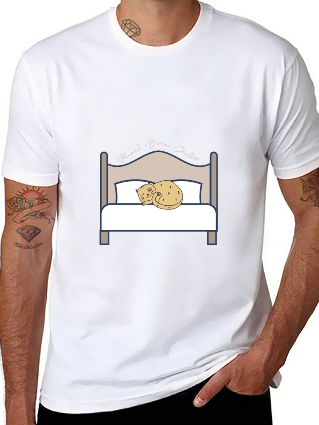 Natural Born Chiller Cat Bed T-Shirt