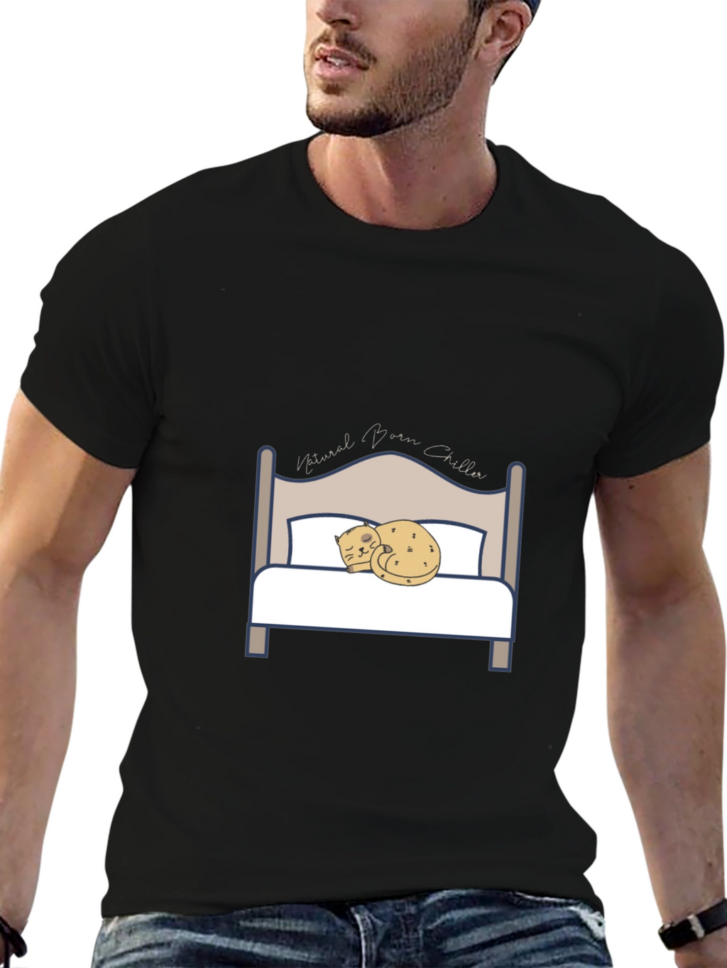 Natural Born Chiller Cat Bed T-Shirt