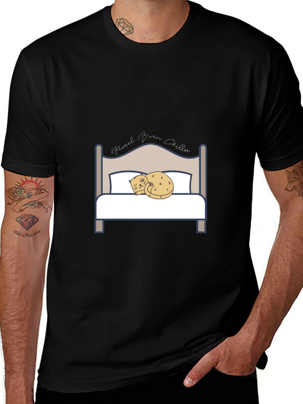 Natural Born Chiller Cat Bed T-Shirt
