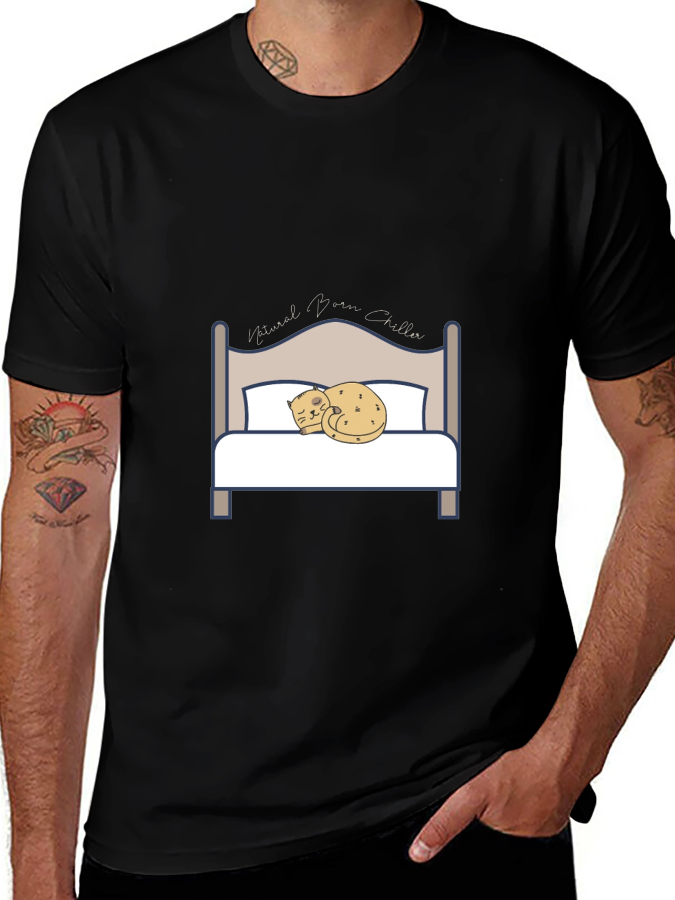 Natural Born Chiller Cat Bed T-Shirt