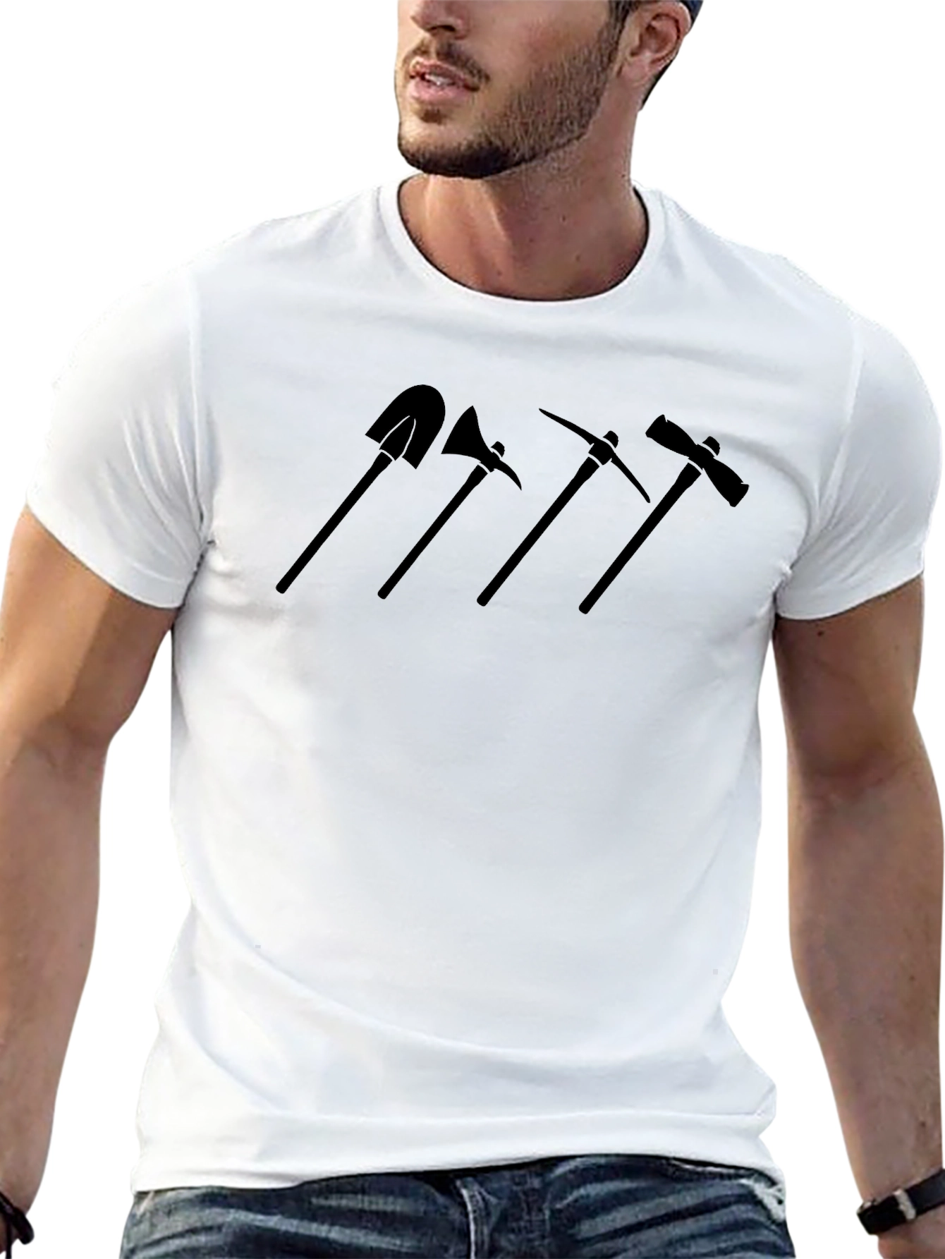 Tools Silhouette Mens Black Crew Neck T-Shirt