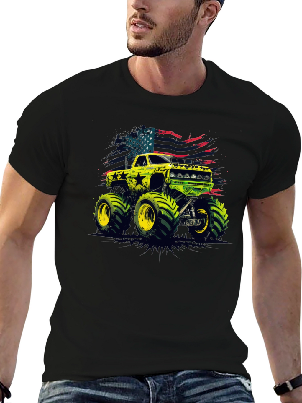 Monster Truck USA Flag Graphic Tee