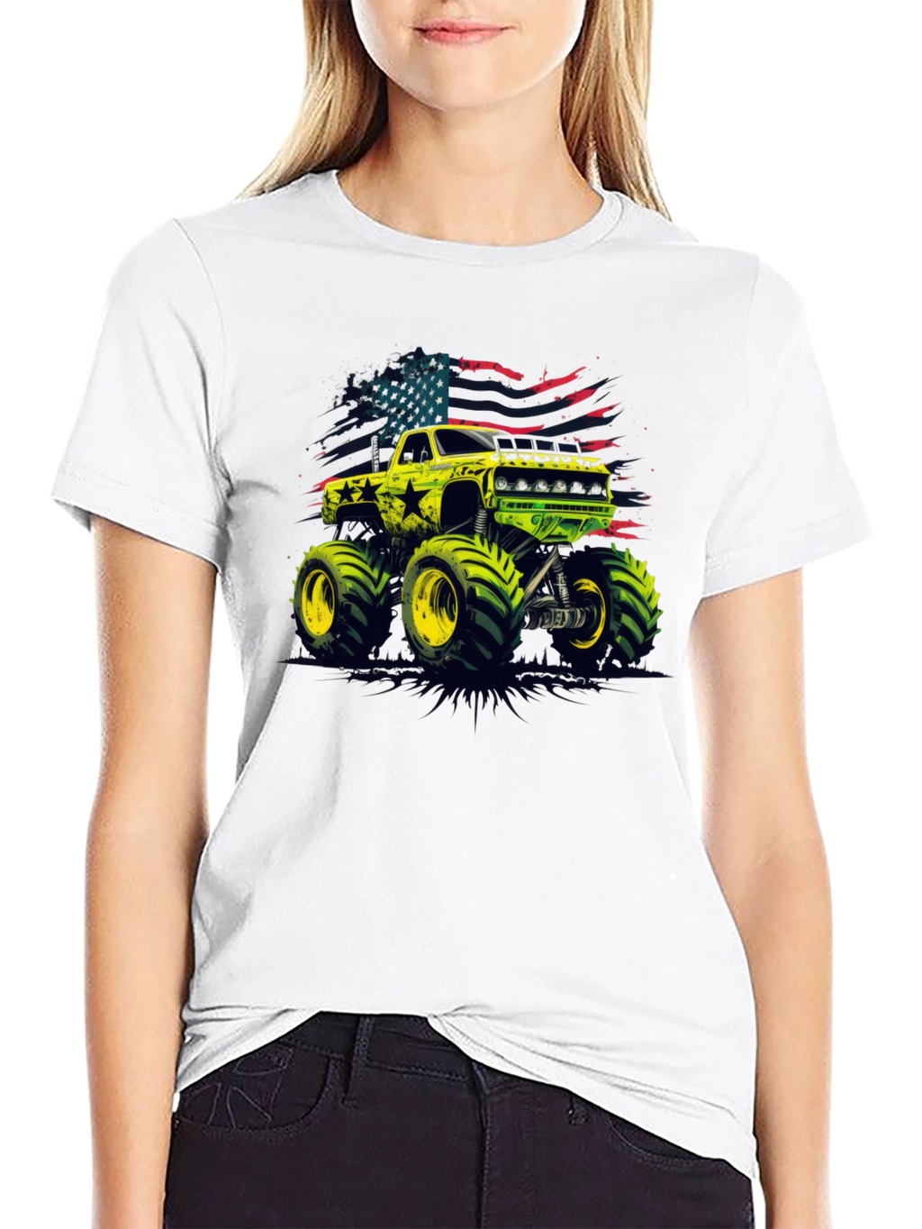 Monster Truck USA Flag Graphic Tee