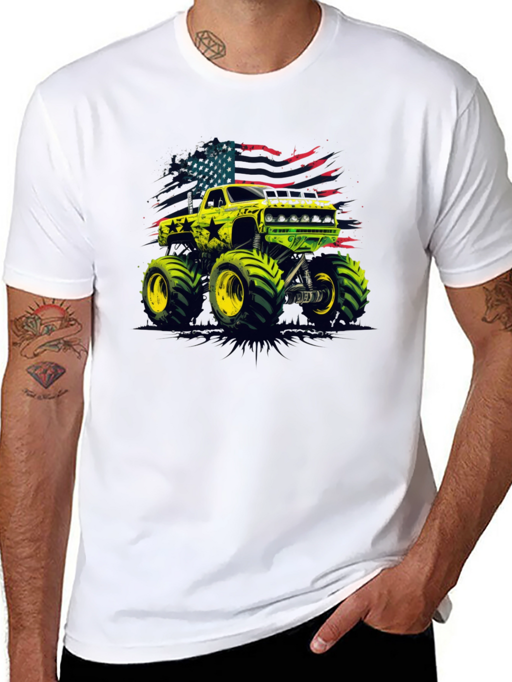 Monster Truck USA Flag Graphic Tee