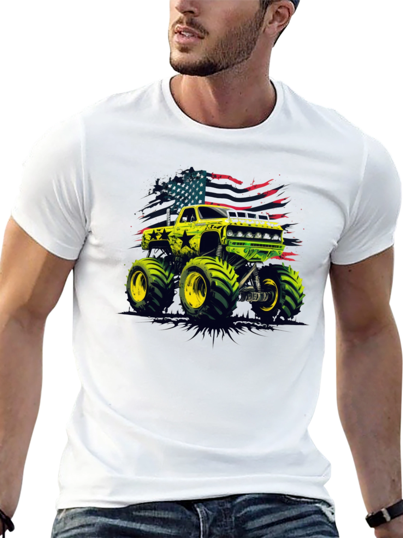 Monster Truck USA Flag Graphic Tee