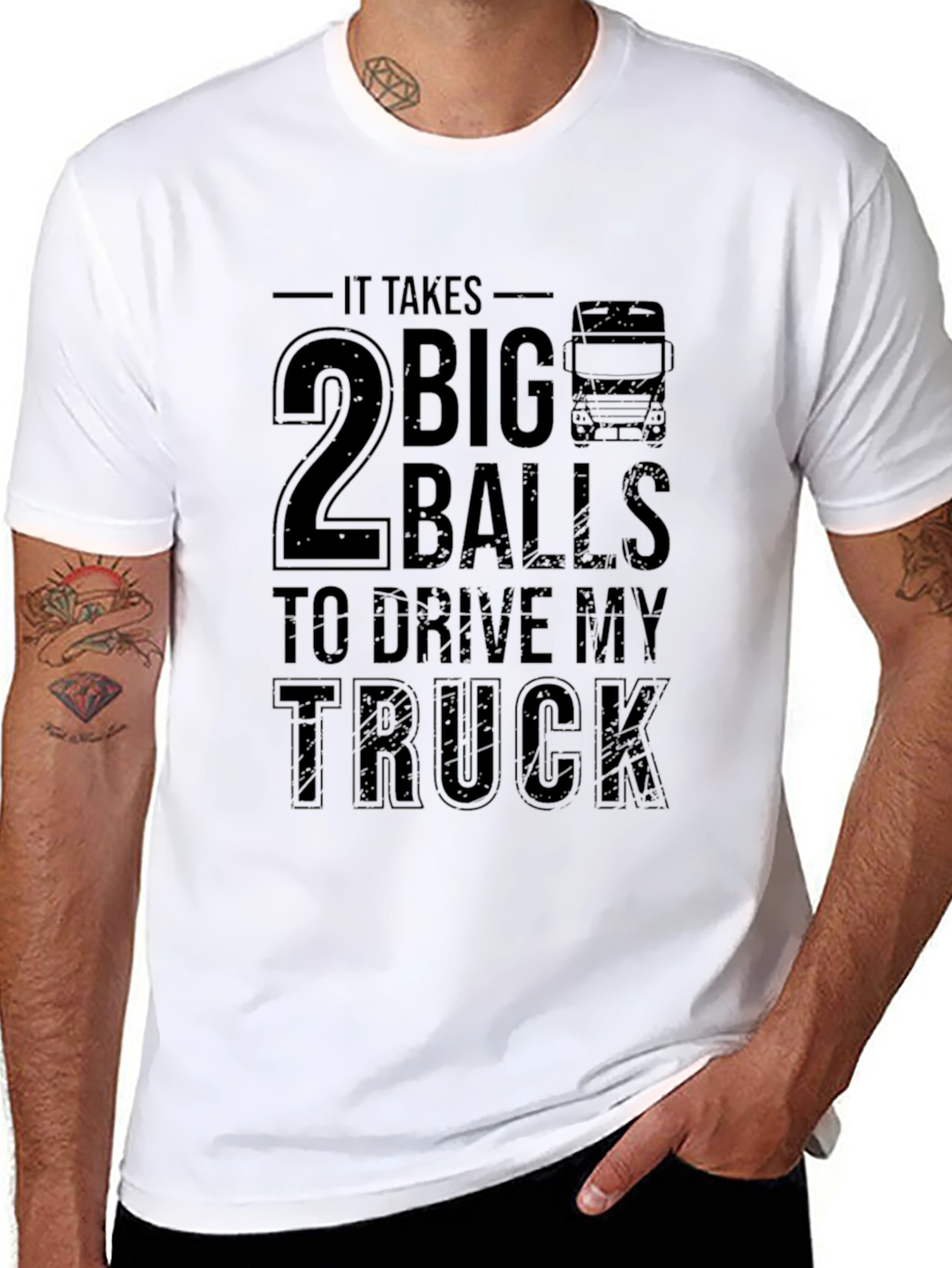 Mens It Takes 2 Big Balls to Drive My Truck T-Shirt