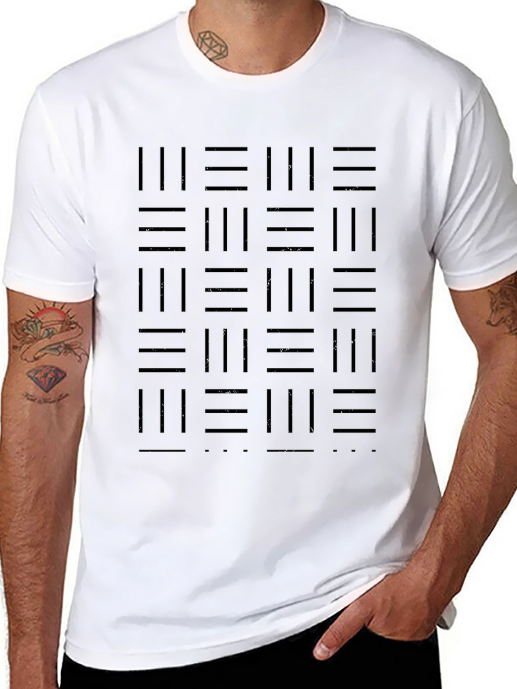 Modern Geometric Pattern Black T-Shirt
