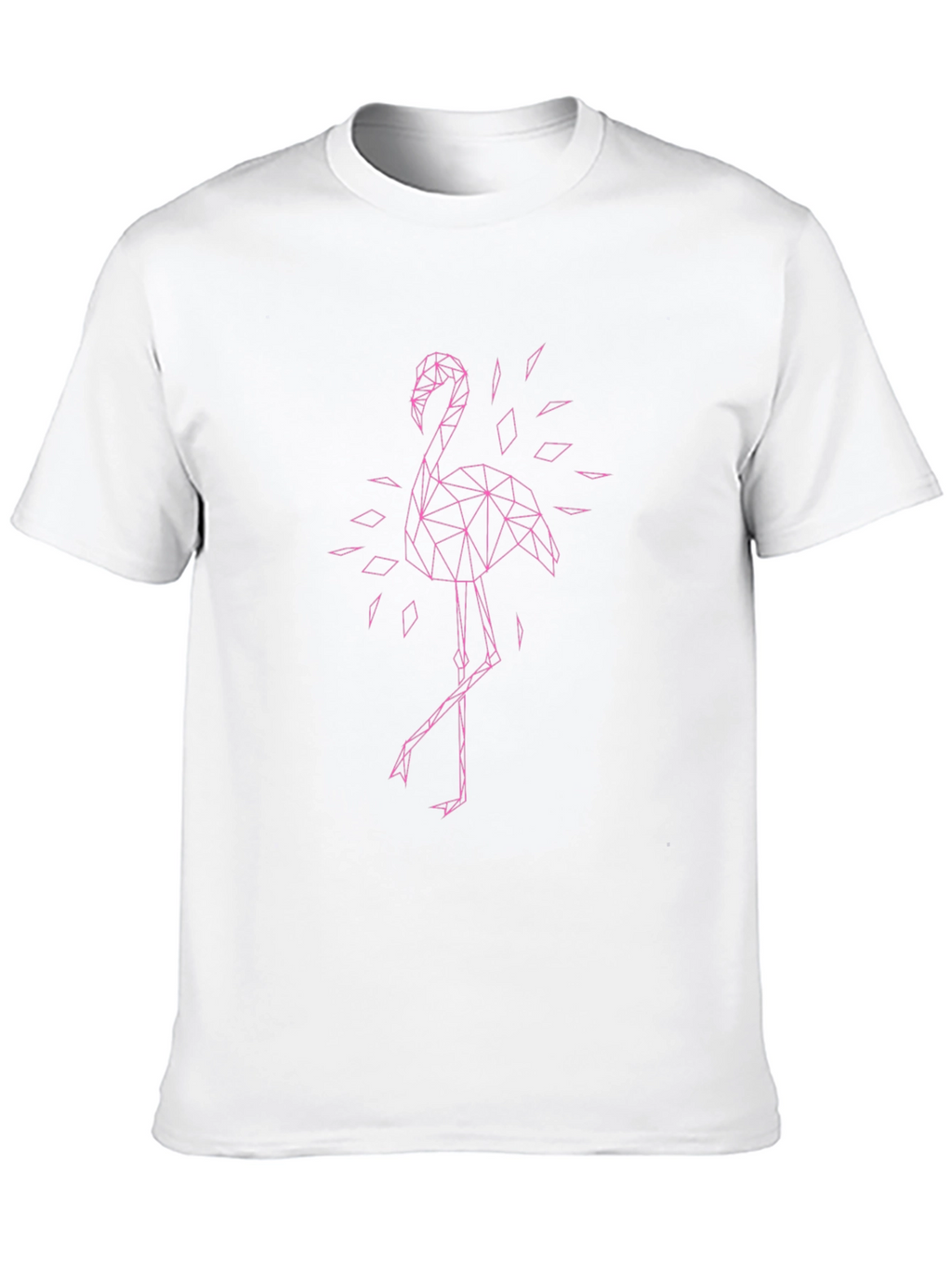 Geometric Flamingo Graphic Tee - Black Cotton T-Shirt