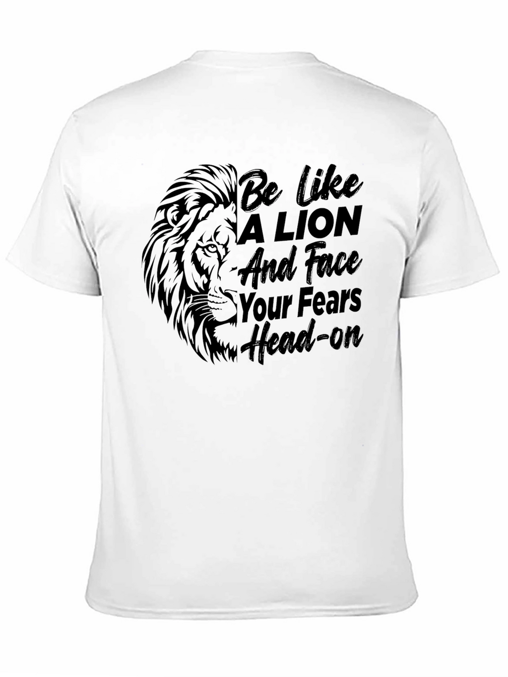 Lion Graphic Print Black T-Shirt - Motivational Tee