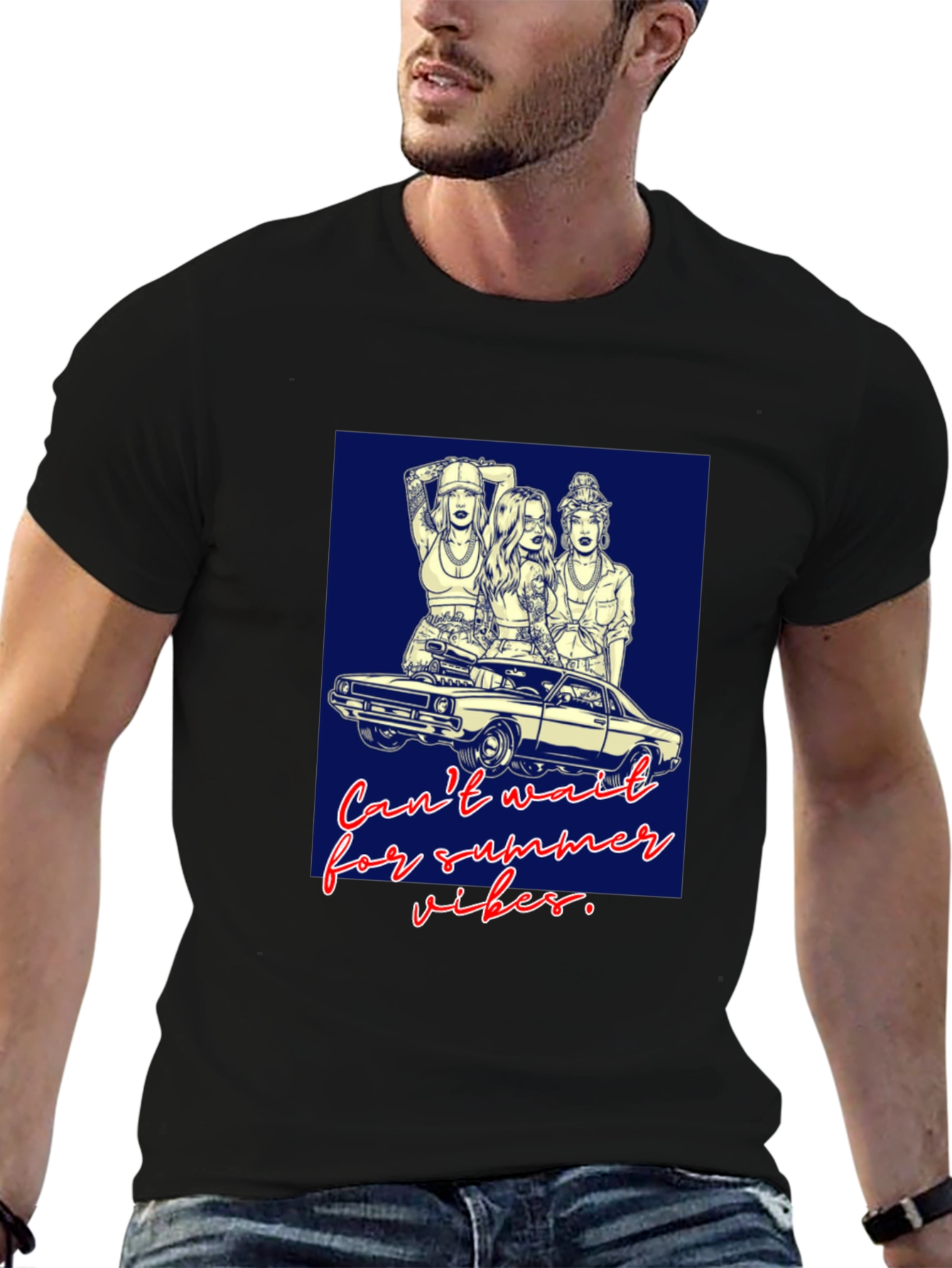 Summer Vibes Graphic Tee - Car & Women