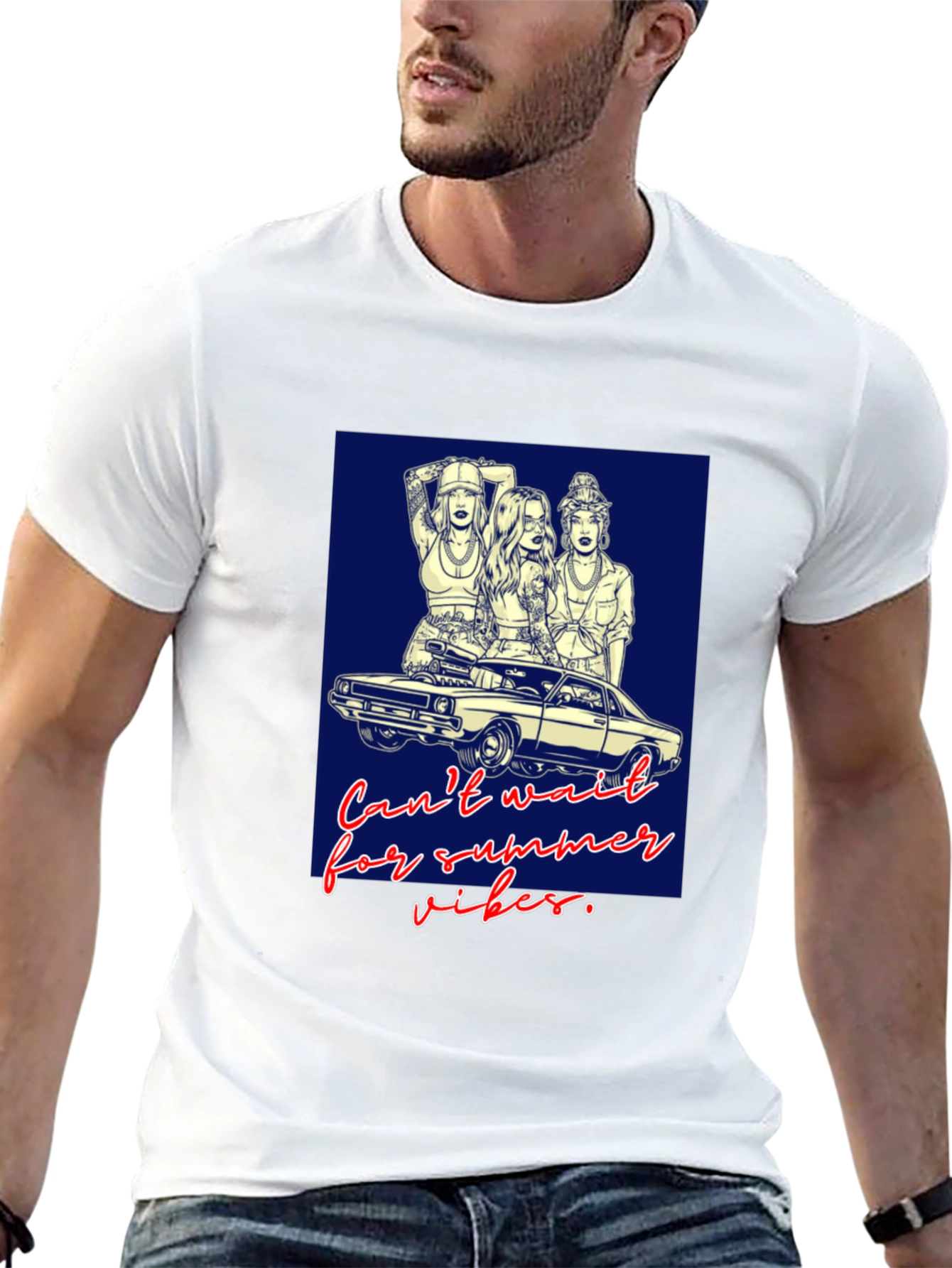 Summer Vibes Graphic Tee - Car & Women