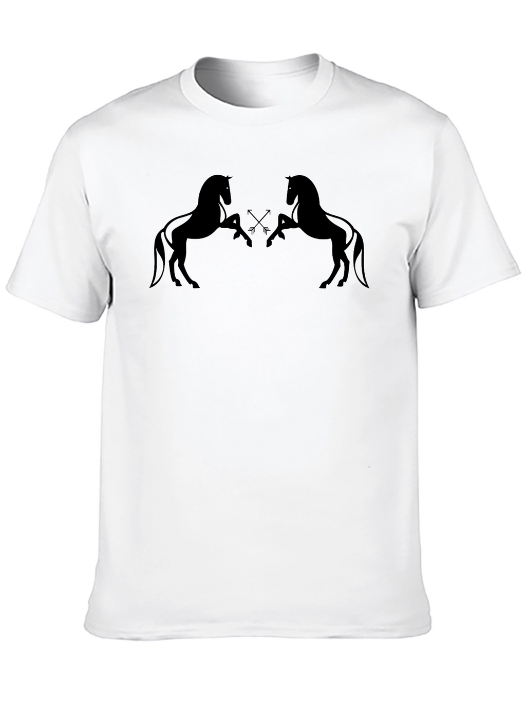 Mens Black Graphic Tee - Horse Silhouette Design