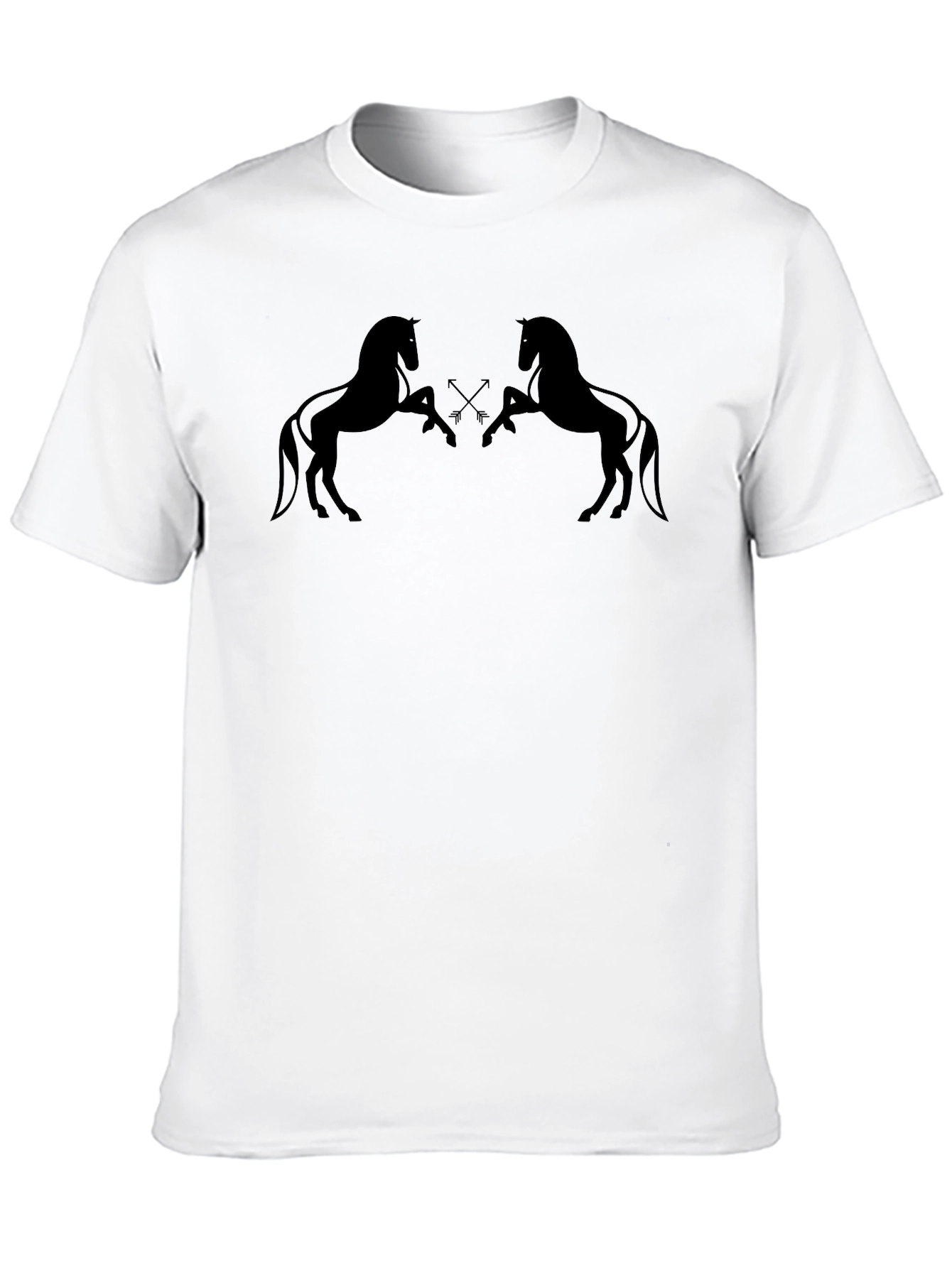 Mens Black Graphic Tee - Horse Silhouette Design