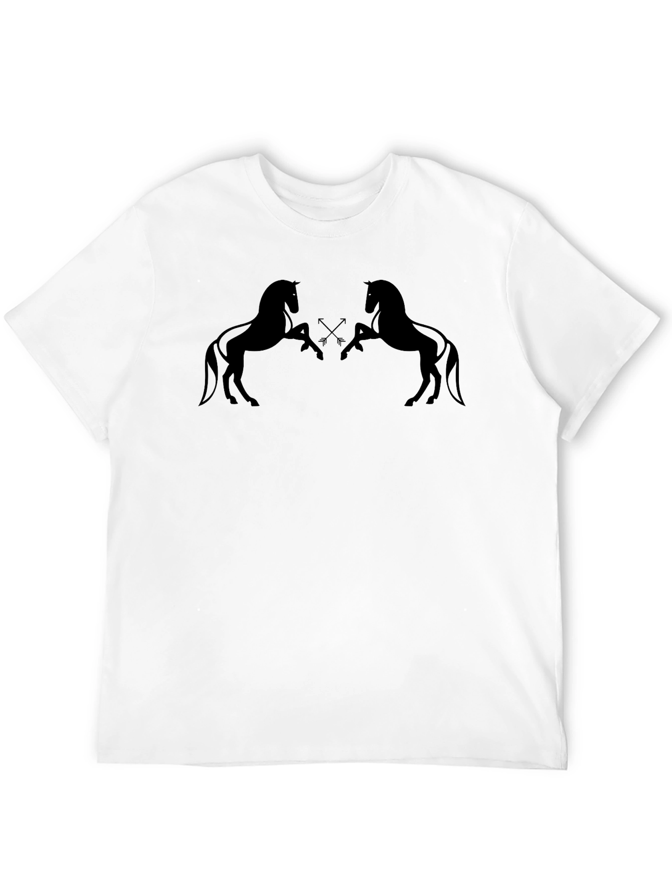 Mens Black Graphic Tee - Horse Silhouette Design