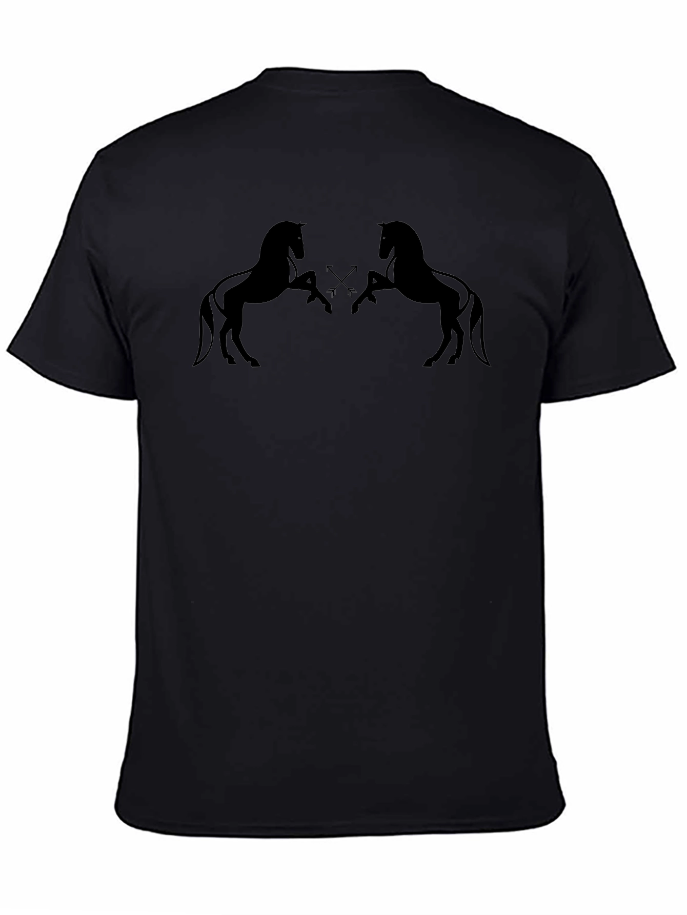 Mens Black Graphic Tee - Horse Silhouette Design