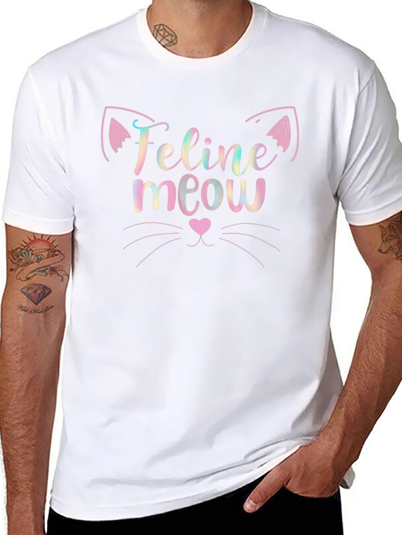 Feline Meow Graphic Tee - Soft Cotton Blend