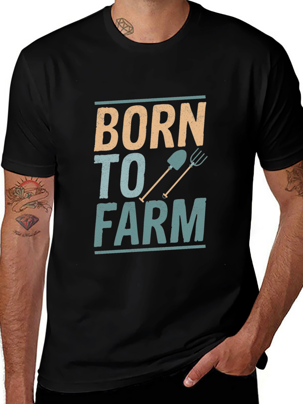 Born to Farm Black Cotton Graphic Tee