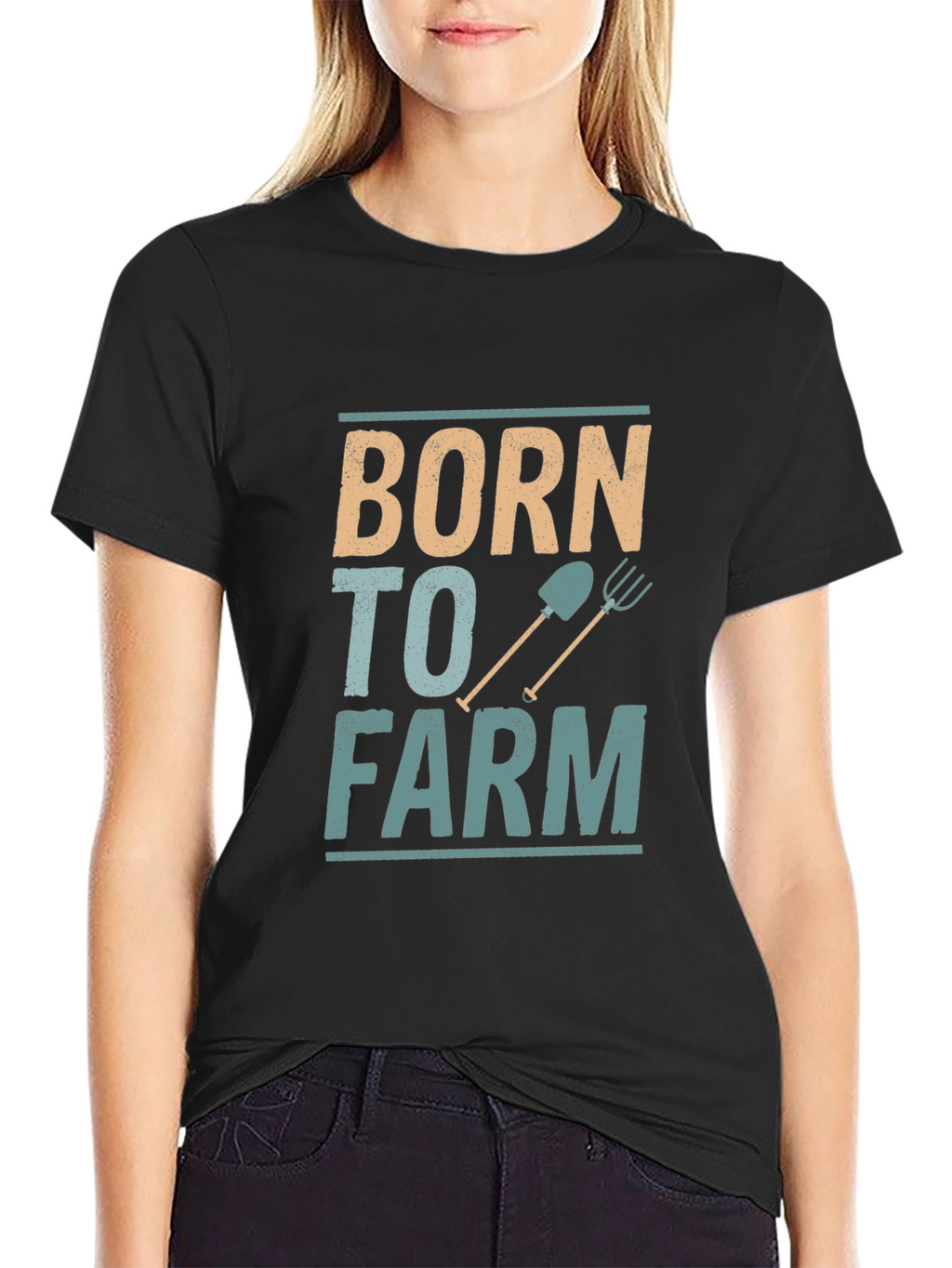 Born to Farm Black Cotton Graphic Tee