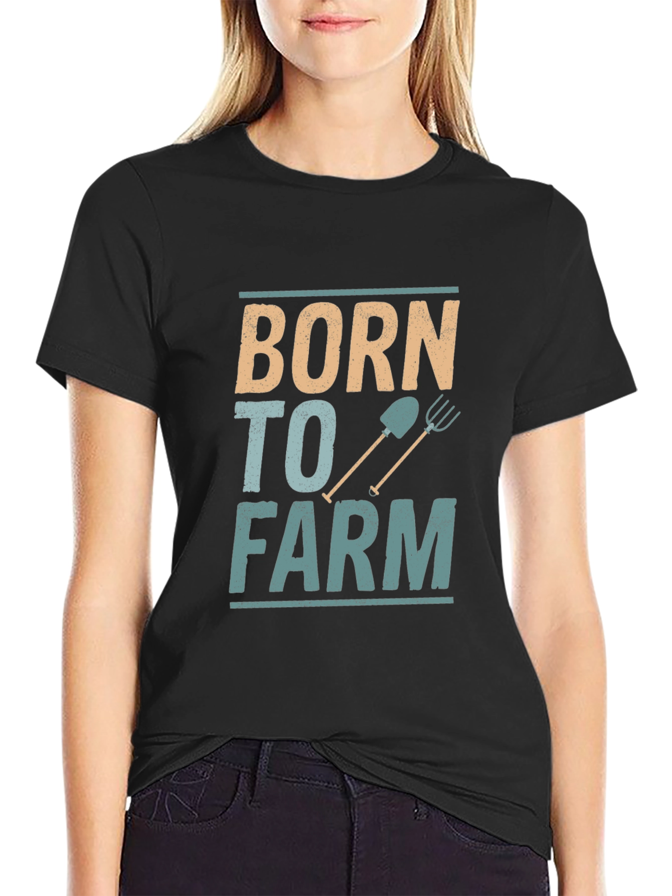 Born to Farm Black Cotton Graphic Tee