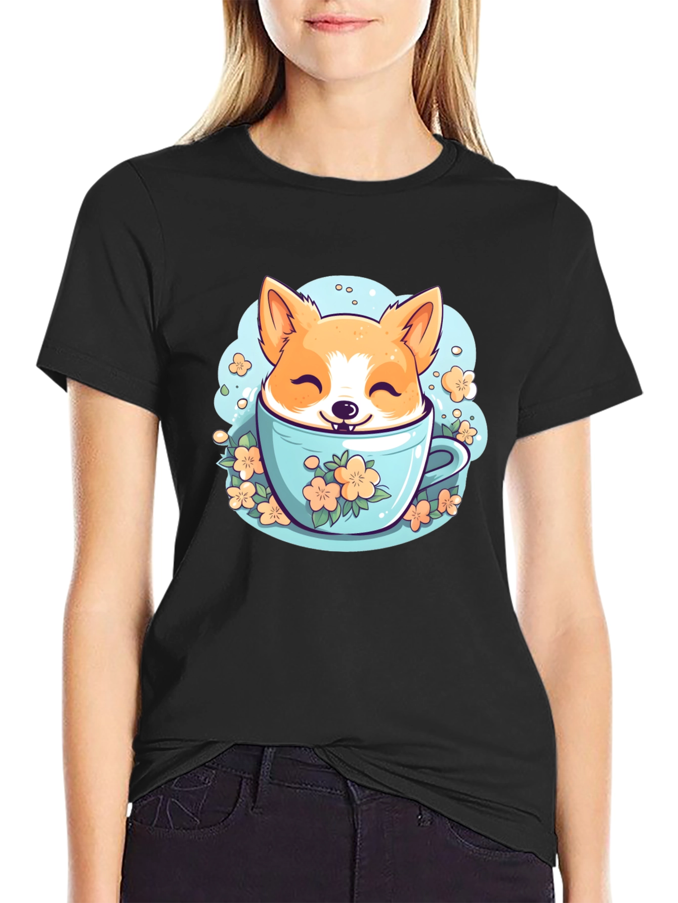 Corgi in Teacup Graphic Tee - Adorable & Unique!