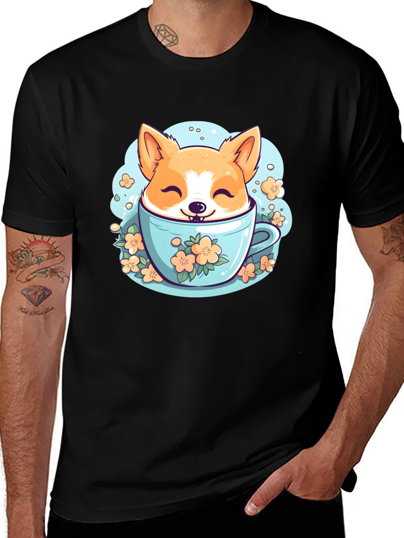 Corgi in Teacup Graphic Tee - Adorable & Unique!