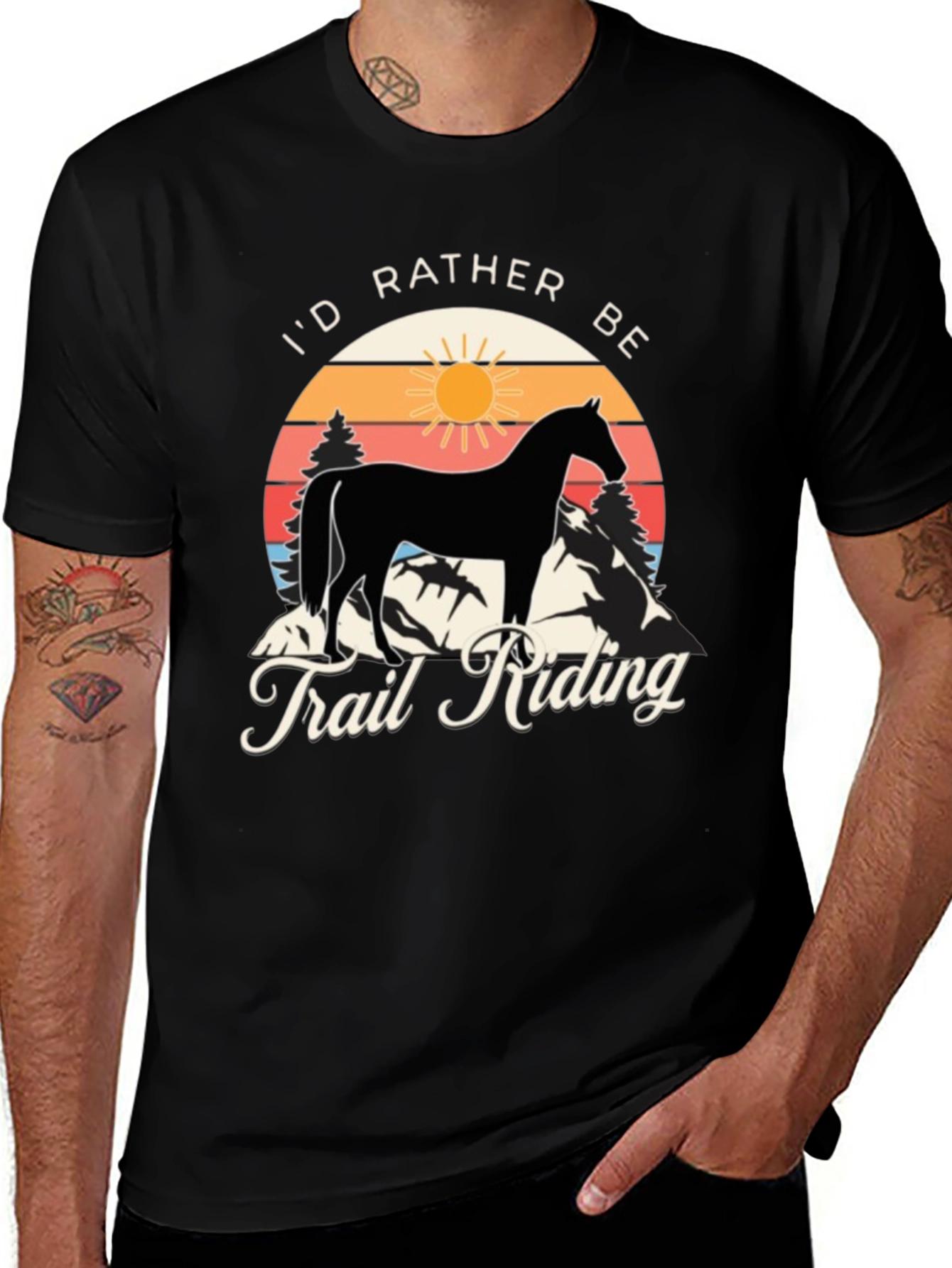 Id Rather Be Trail Riding Horse Graphic Tee