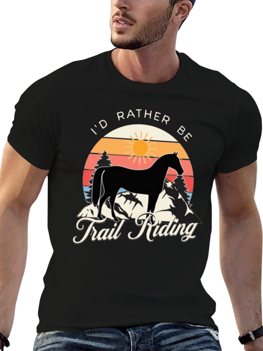 Id Rather Be Trail Riding Horse Graphic Tee