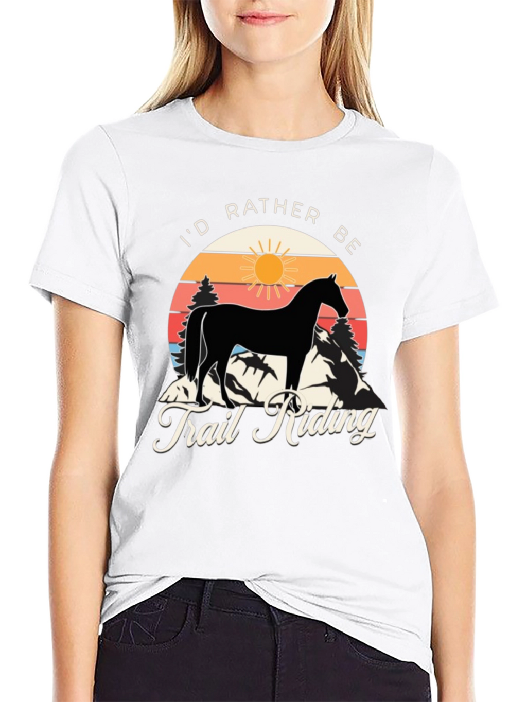 Id Rather Be Trail Riding Horse Graphic Tee