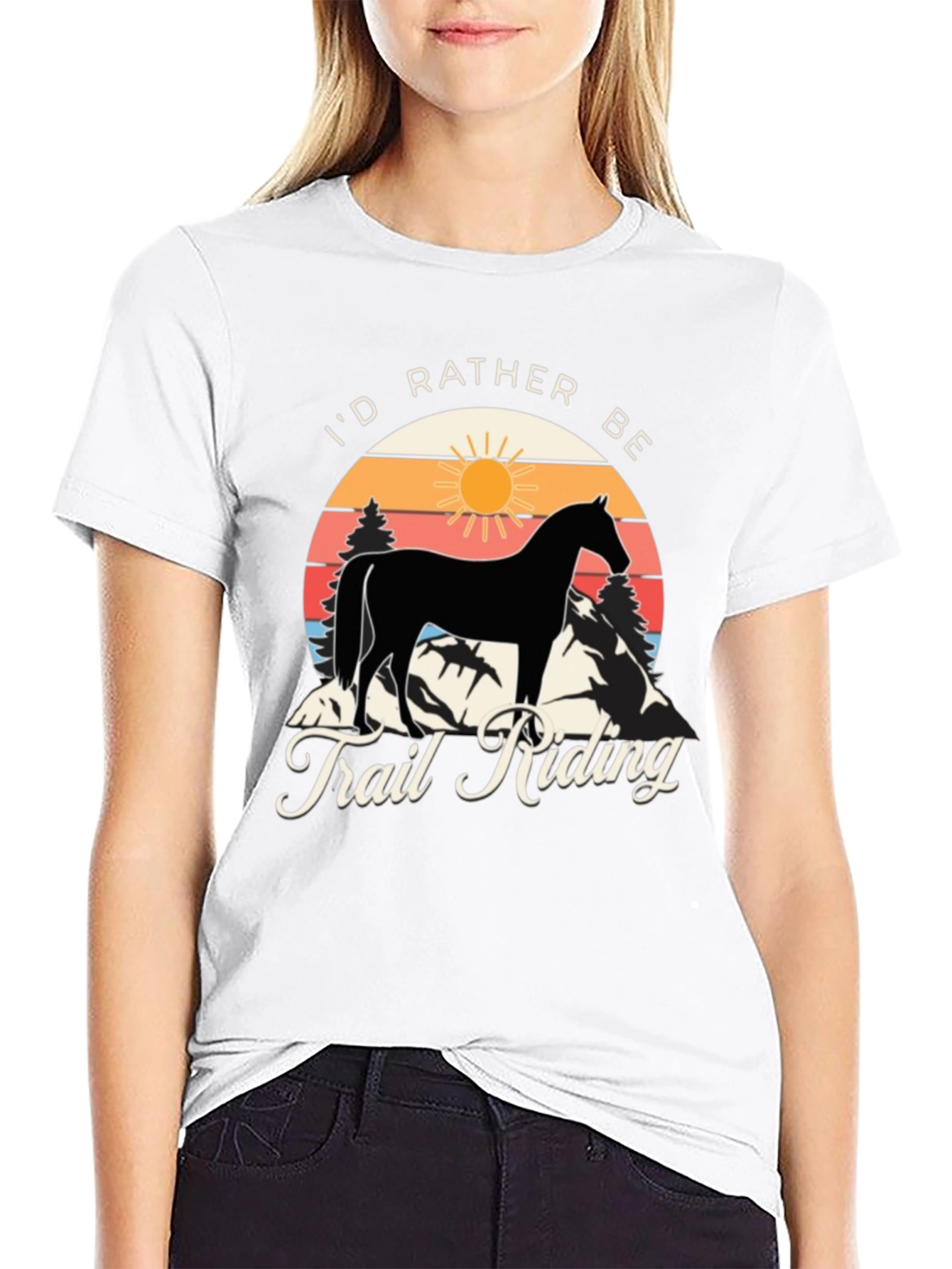Id Rather Be Trail Riding Horse Graphic Tee