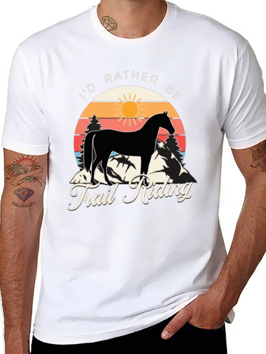 Id Rather Be Trail Riding Horse Graphic Tee