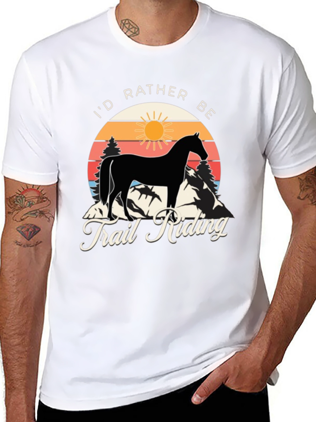 Id Rather Be Trail Riding Horse Graphic Tee