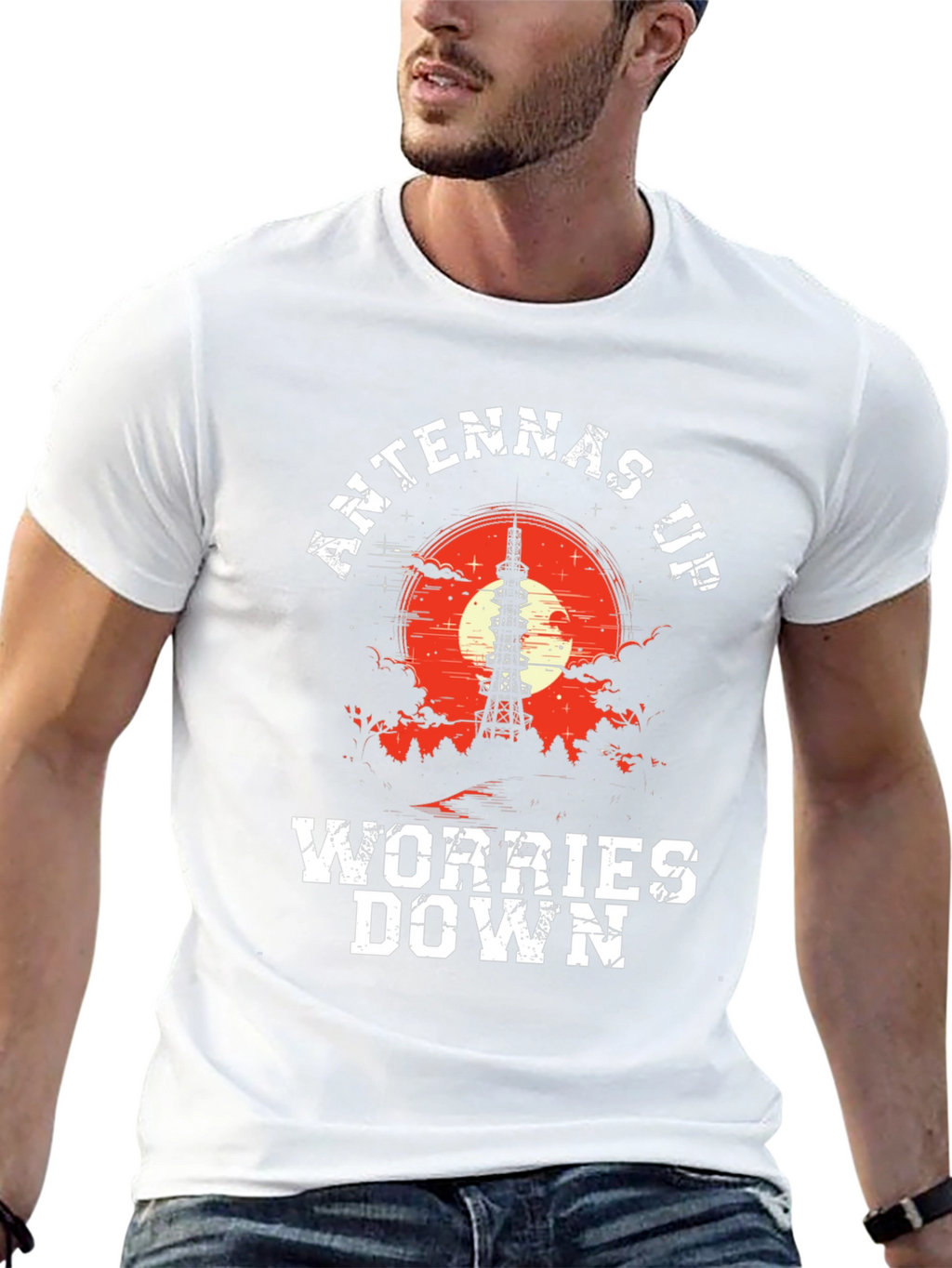 Antennas Up Worries Down Graphic Tee